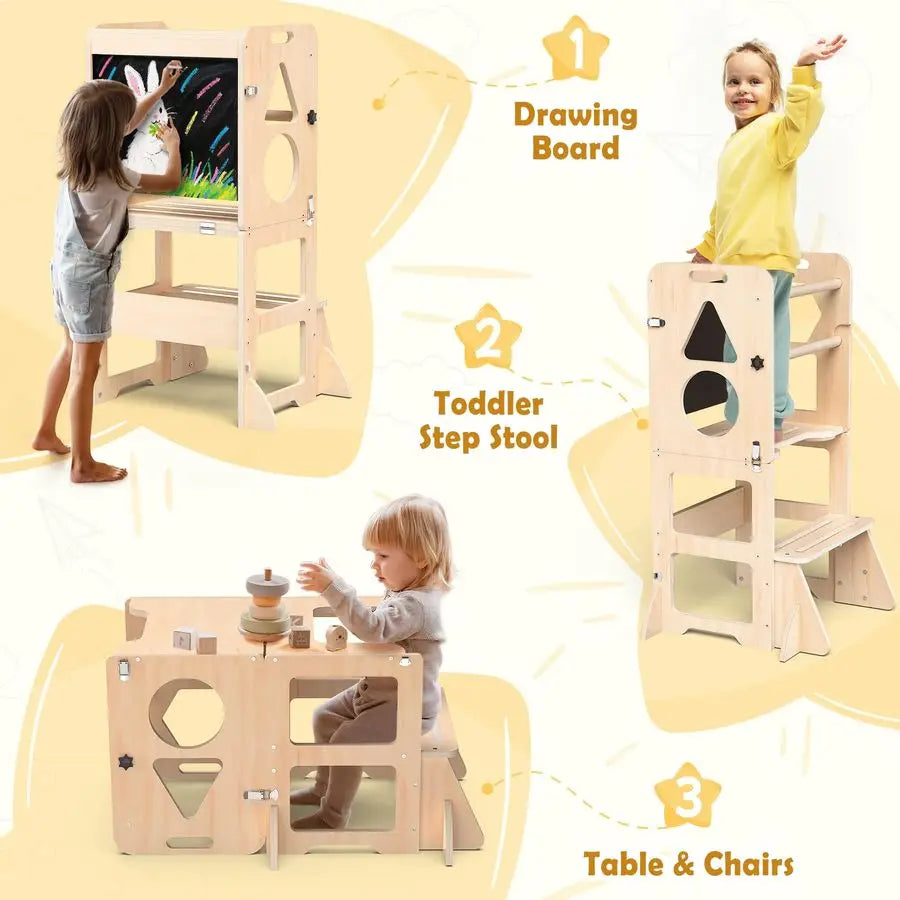 4-in-1 Foldable Montessori Learning Tower